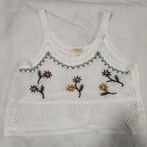 White Embroidered Crochet Tank Top
